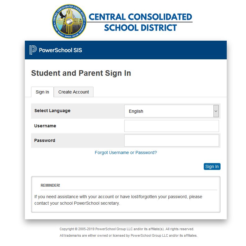Power School Parent/Student Registration Log In