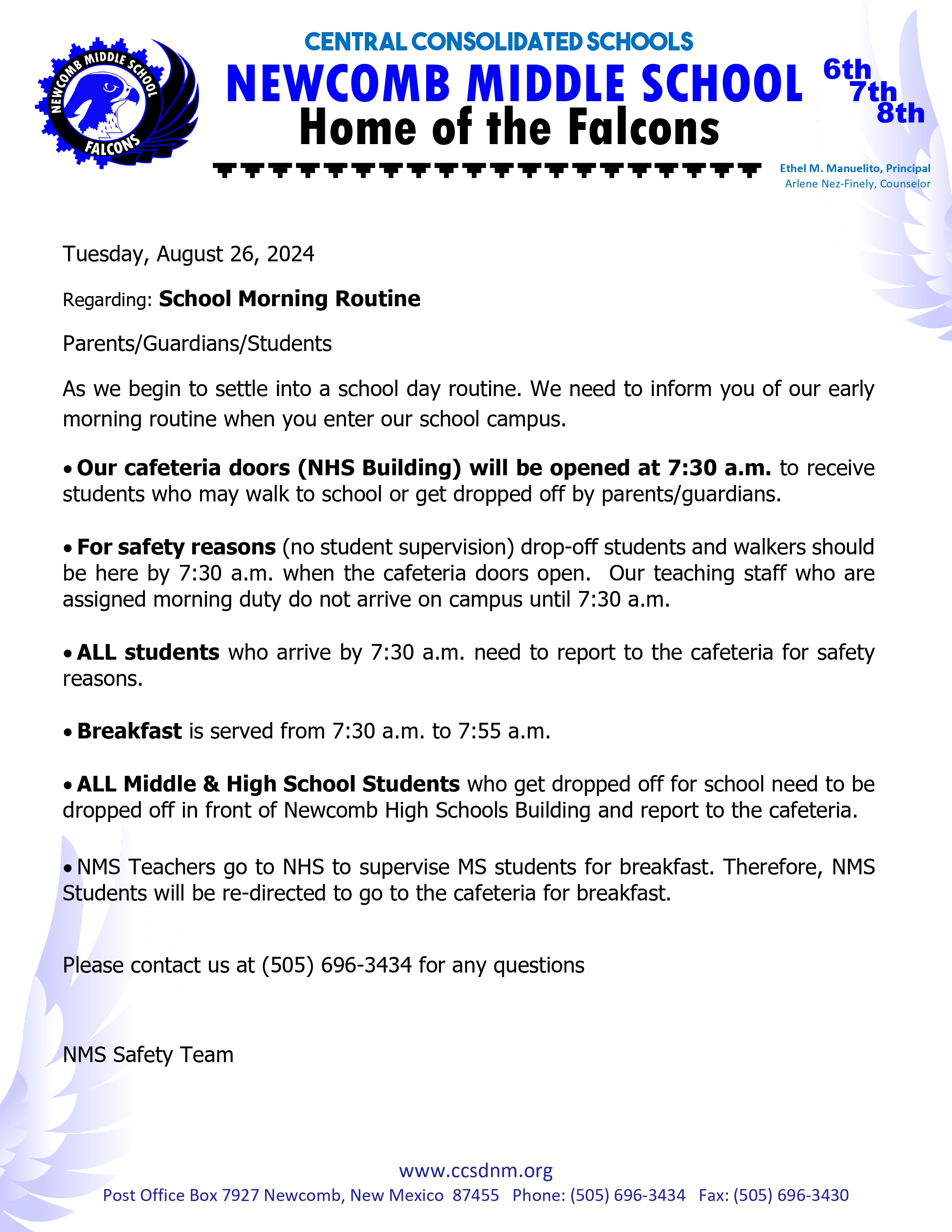 School Morning Routine Notice