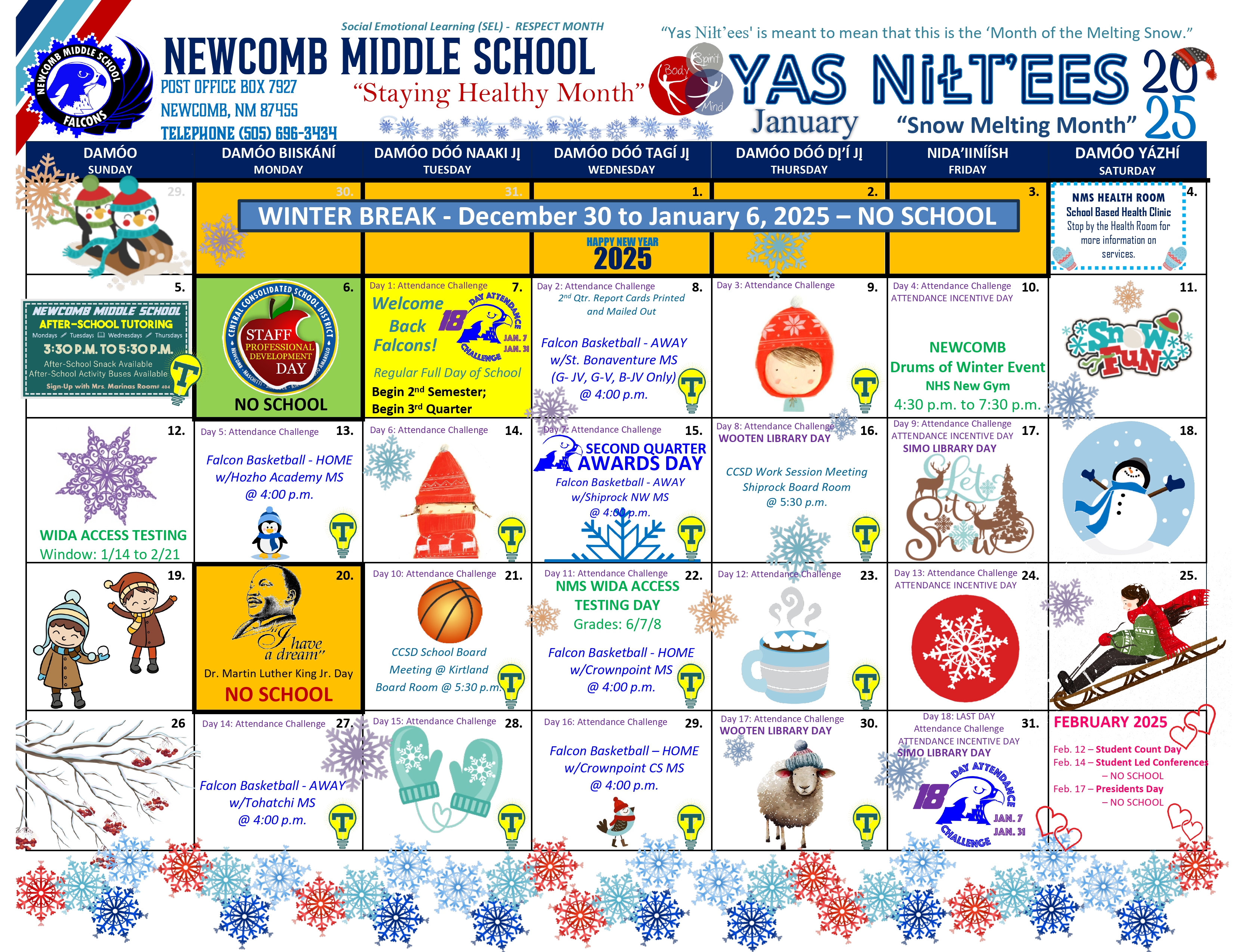 NMS January School Calendar 2025