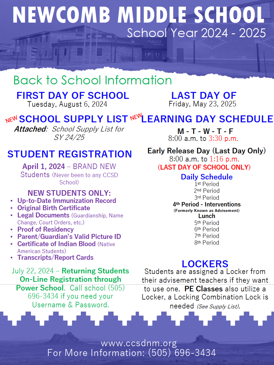 Flyer with Back to School Information