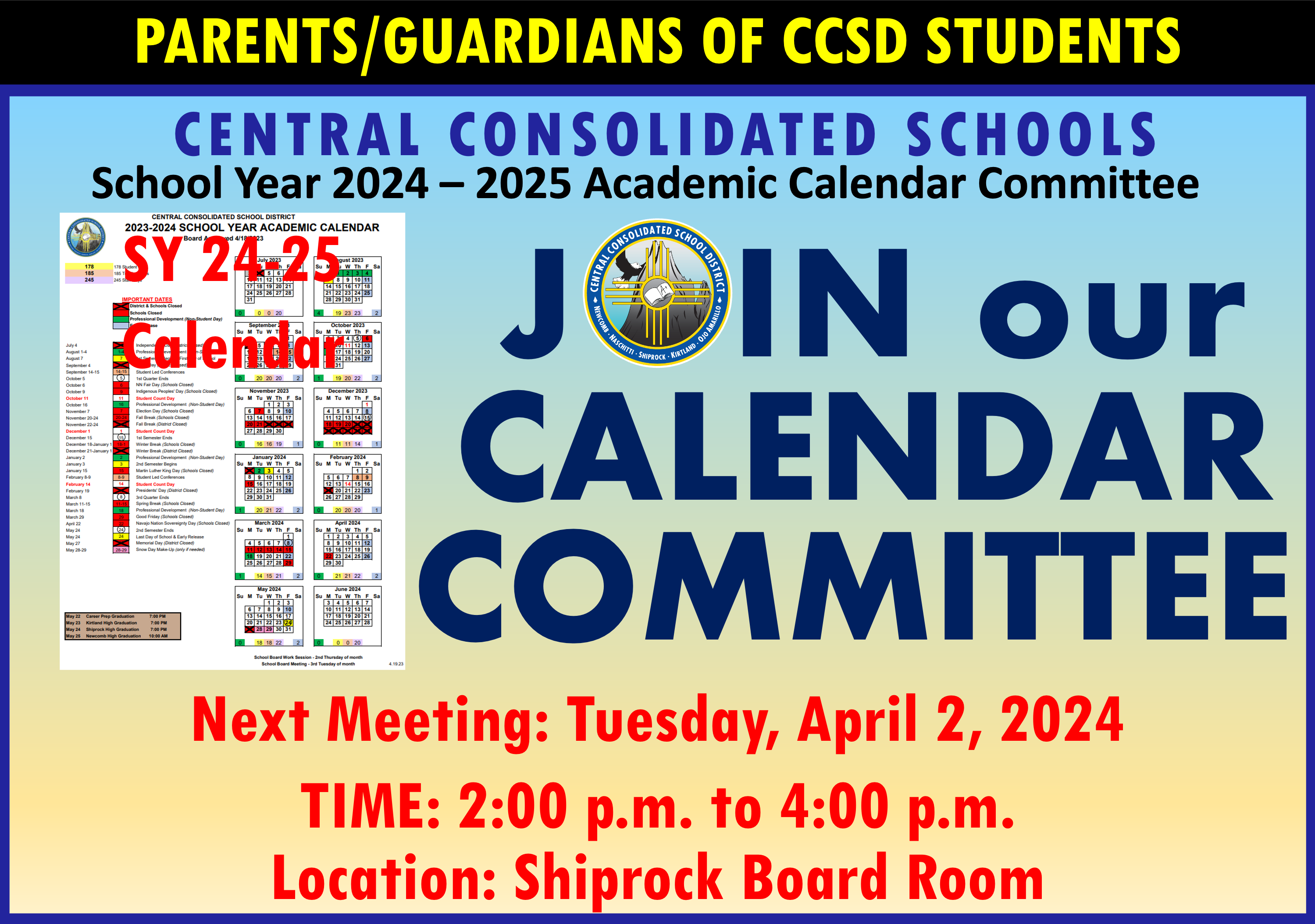 Join our Calendar Committee Notice