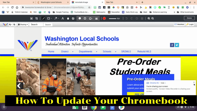 Animated GIF showing how to update a Chromebook