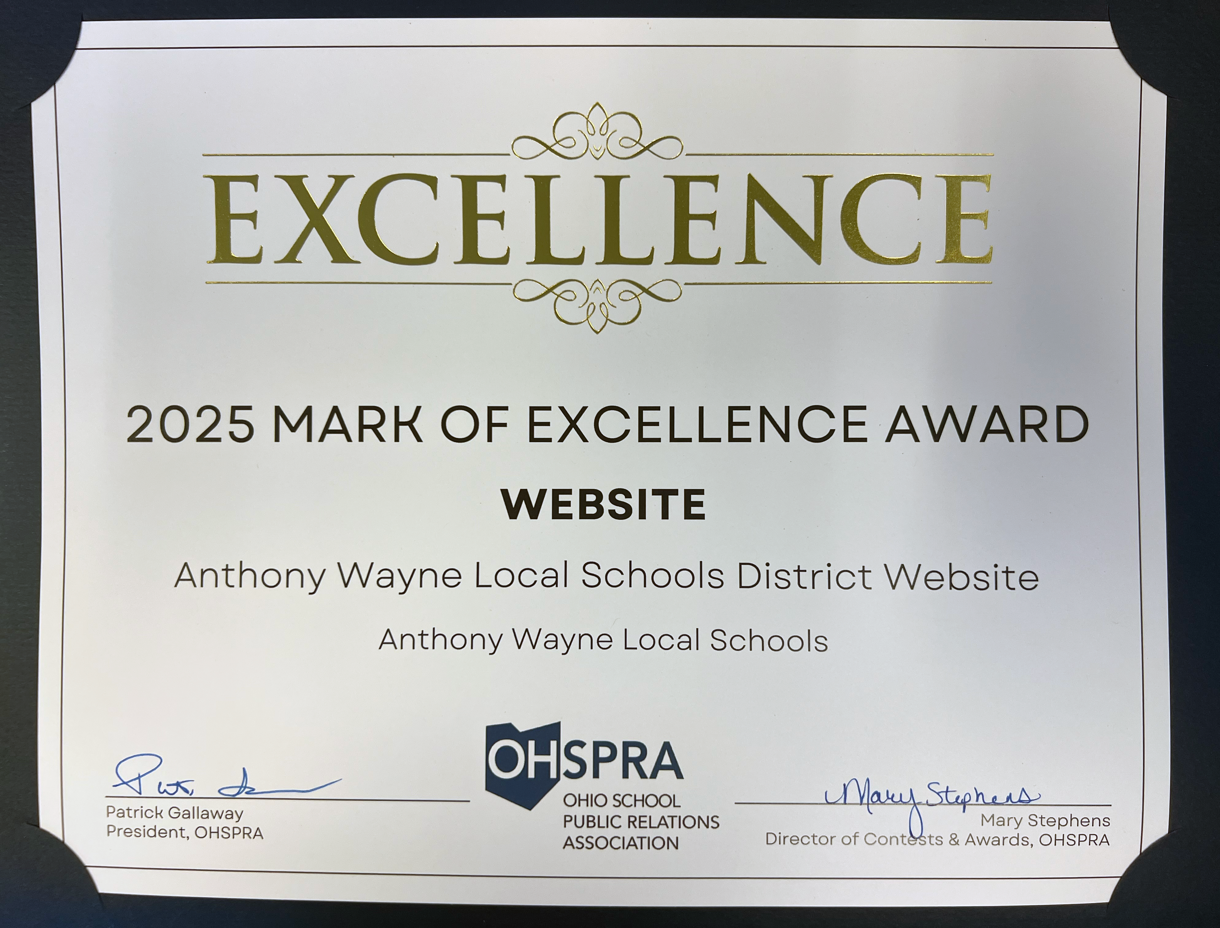 ohspra excellence award
