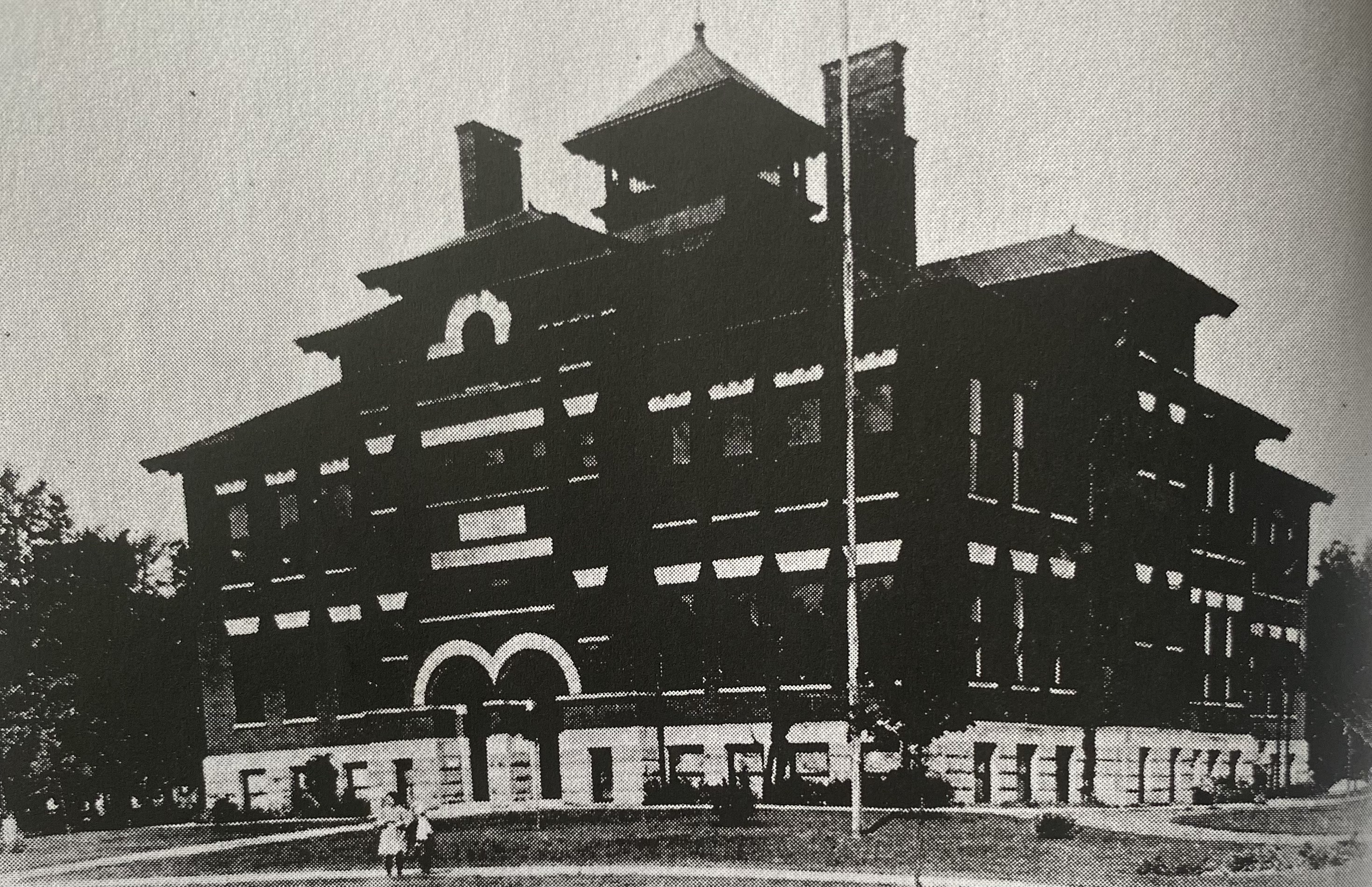 black and white photo of oakwood school