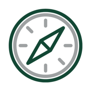 A green and grey compass.
