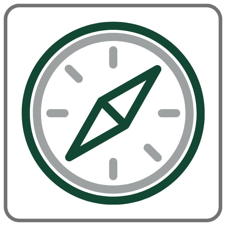 a green and grey compass.