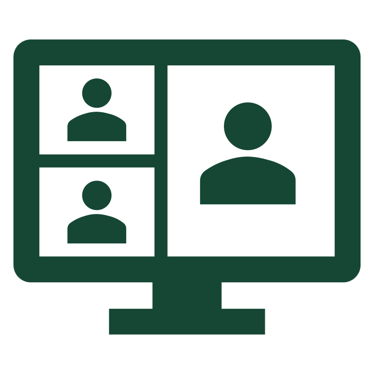 JIA Elementary Logo: A computer screen with three figures in a web-conference.