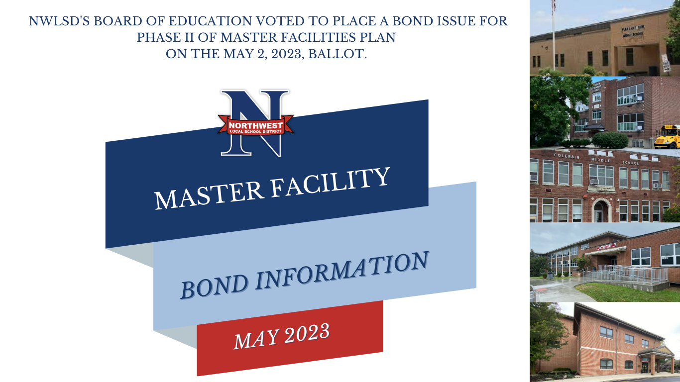 NWLSD's Board of Education voted o place a bond issue for Phase 2 of Master Facilitys Plan on the May 2, 2023 Ballot. Northwest Local Master Facility Bond Information May 2023