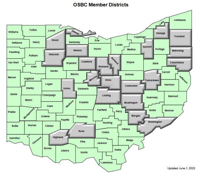 OSBC Member Districts map of Ohio