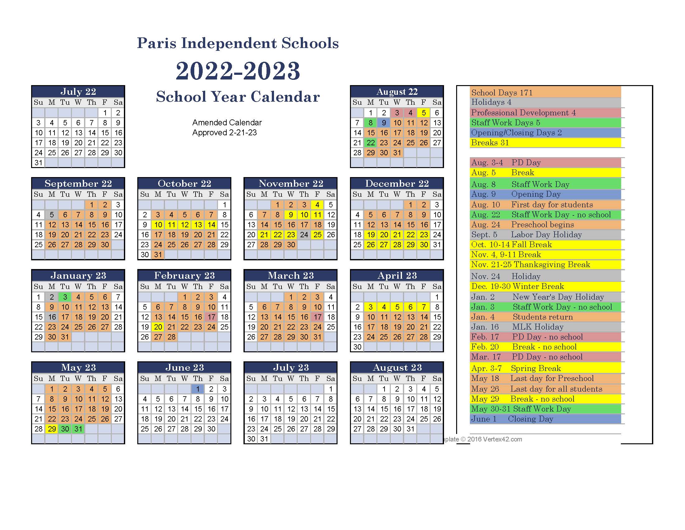 School Calendars