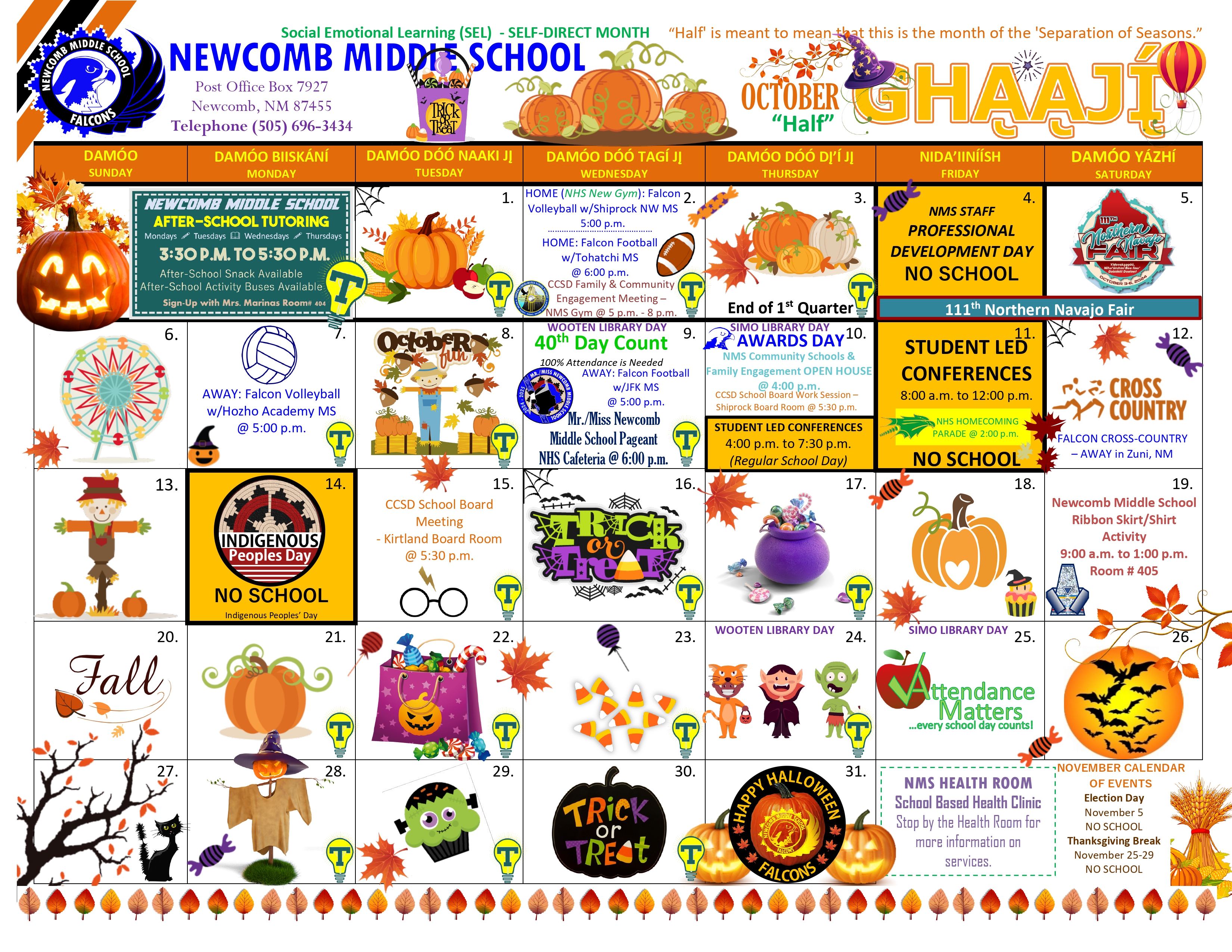 NMS October 2024 School Calendar