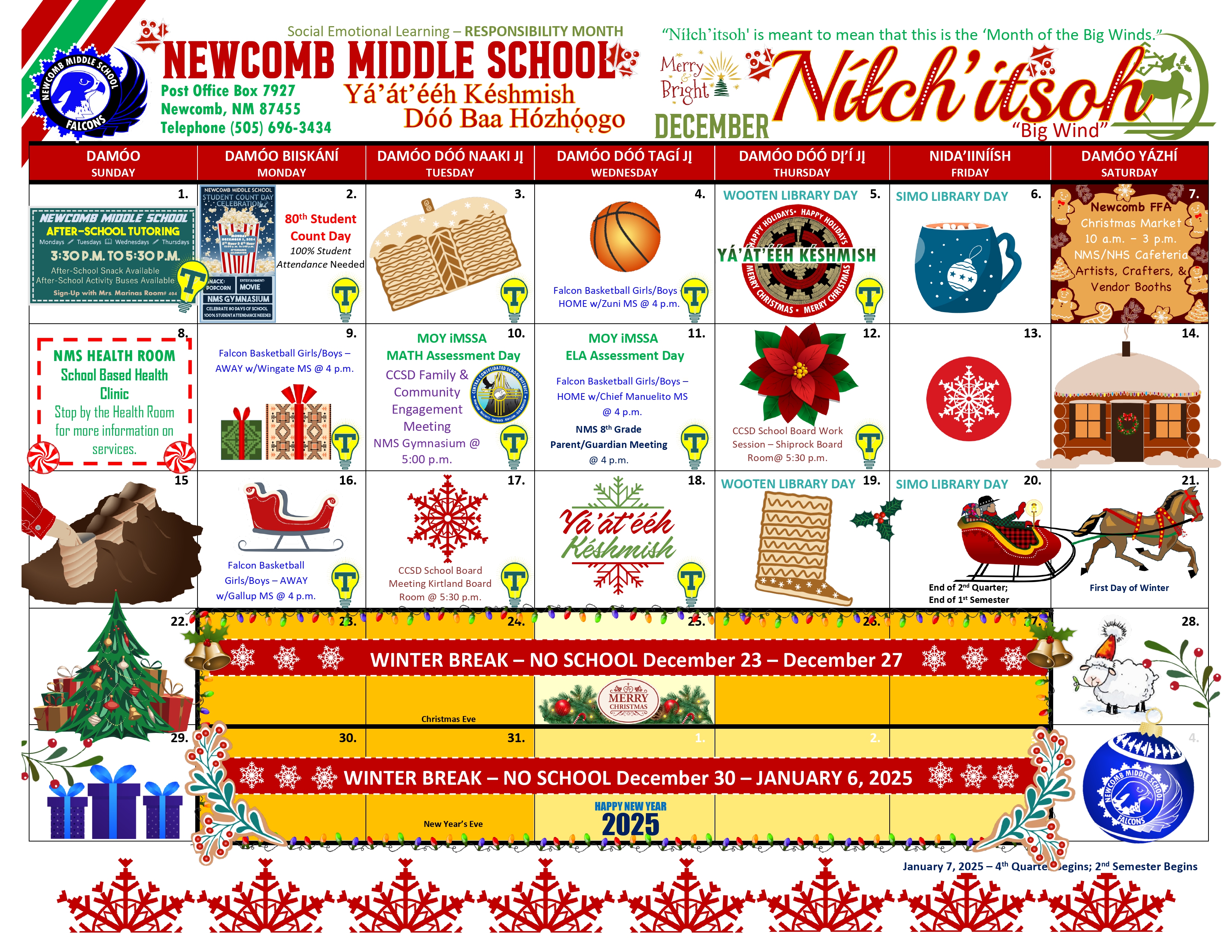 NMS December School Calendar 2024