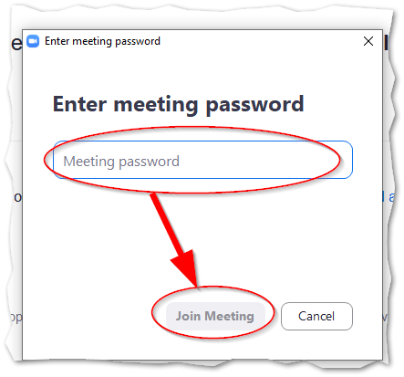 Enter password and click on join meeting