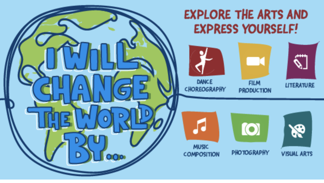 I Will Change The World By... Explore The Arts And Express Yourself! Dance Choreography, Film Production, Literature, Music Composition, Photography, Visual Arts 