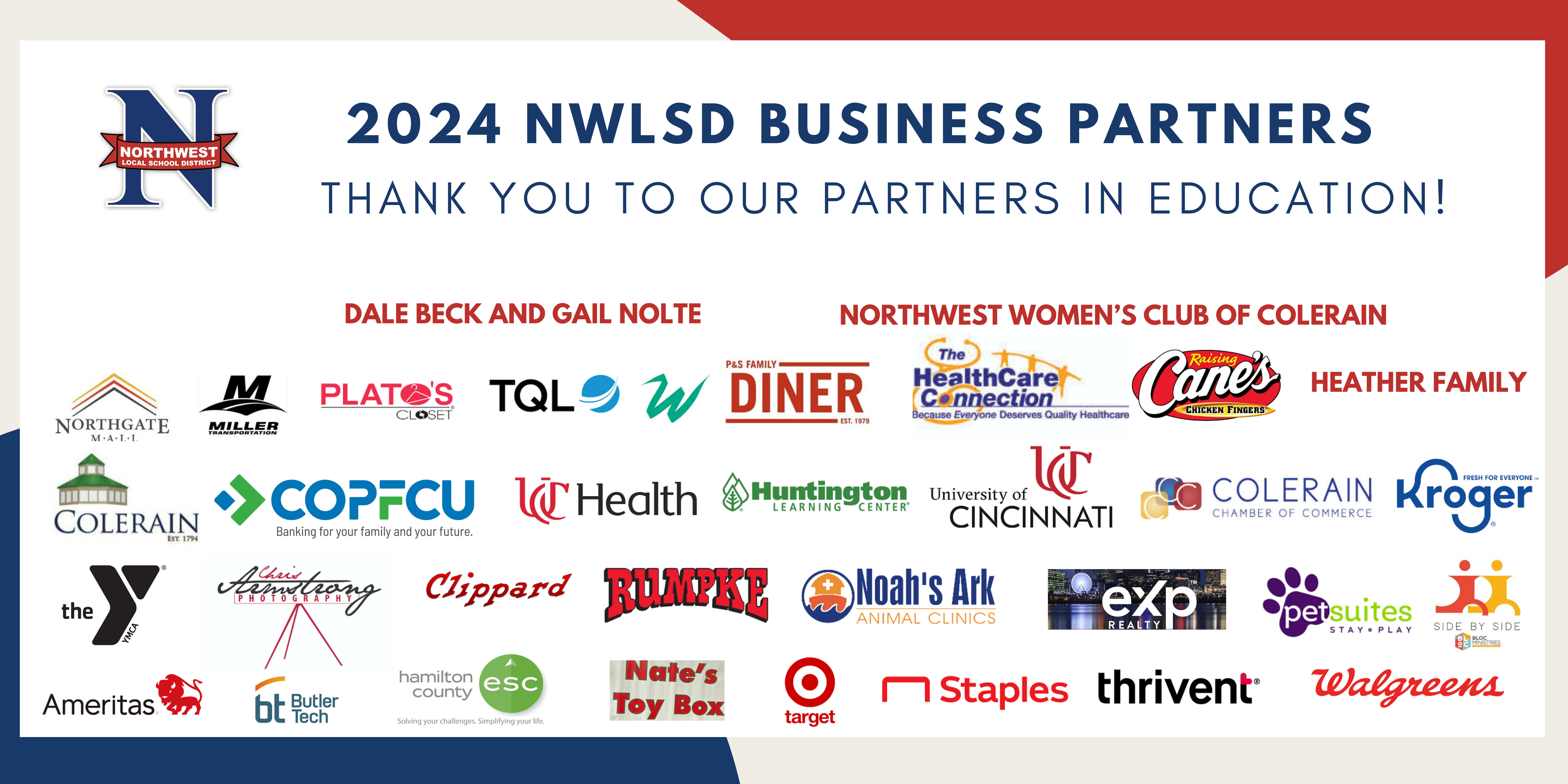 2024 NWLSD Business Partners Thank you to our partners in education!
