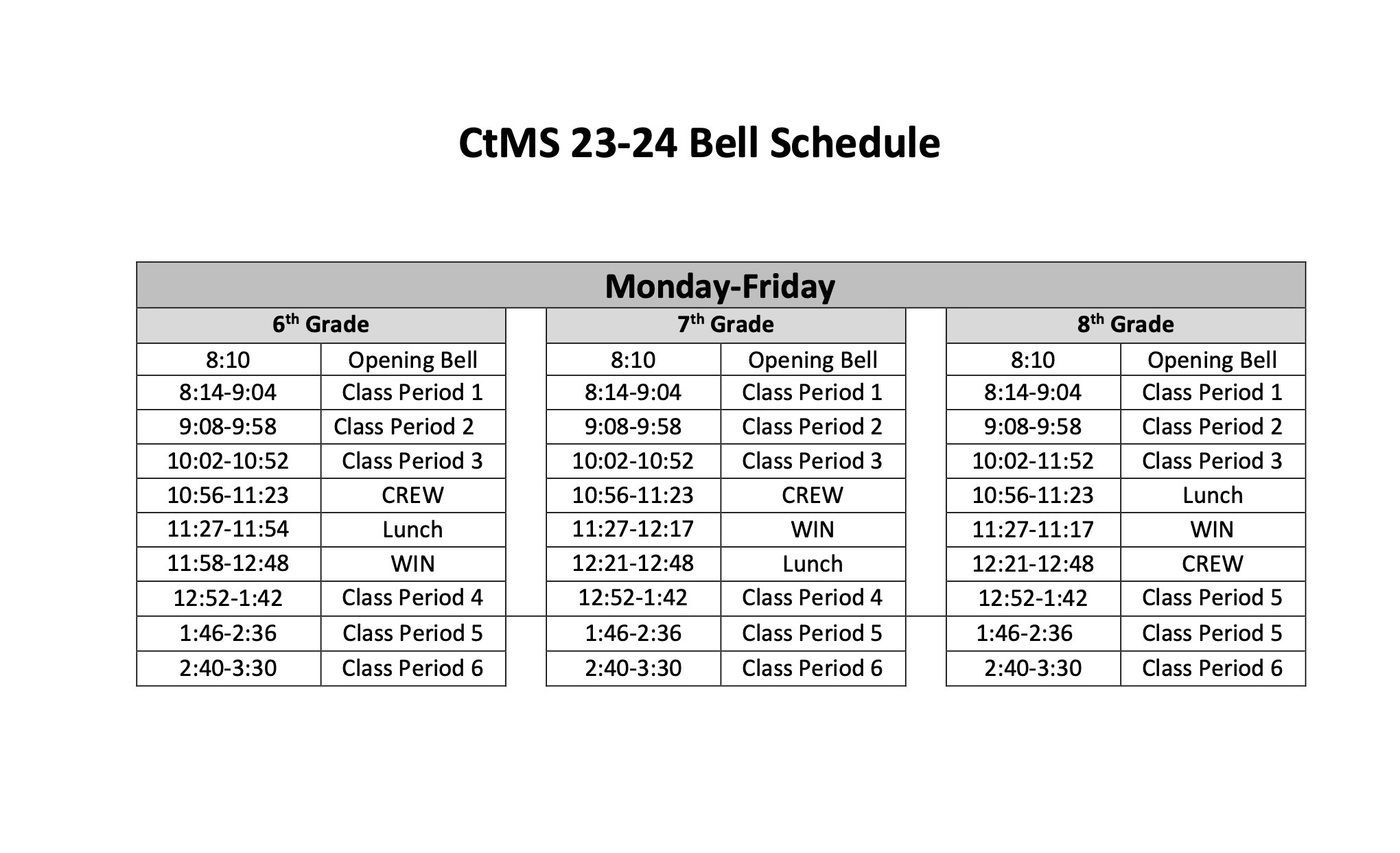 Bell Schedule