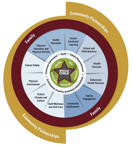 Circular diagram showing the tenants and indicators of the Whole Child Framework.