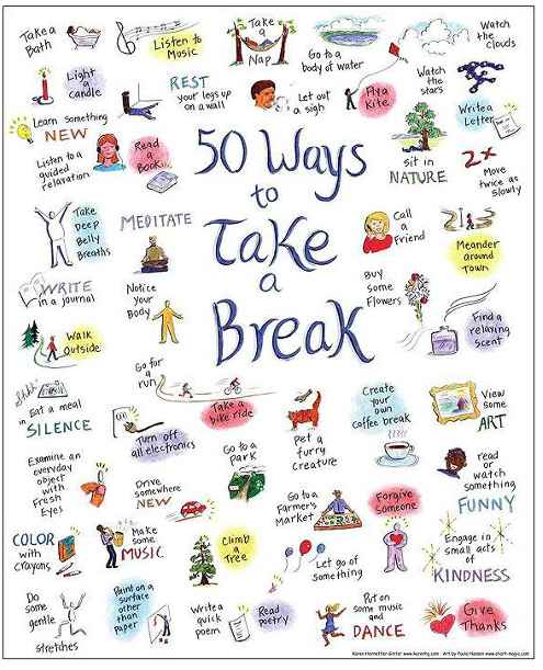 50 ways to take a break infographic.