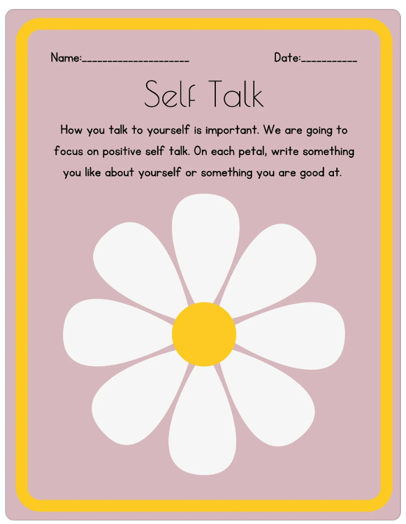 Self talk worksheet