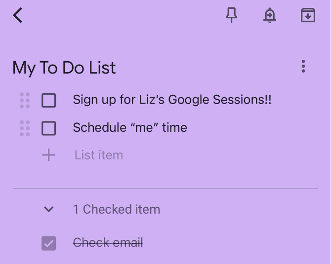 Google Keep's to-do list function
