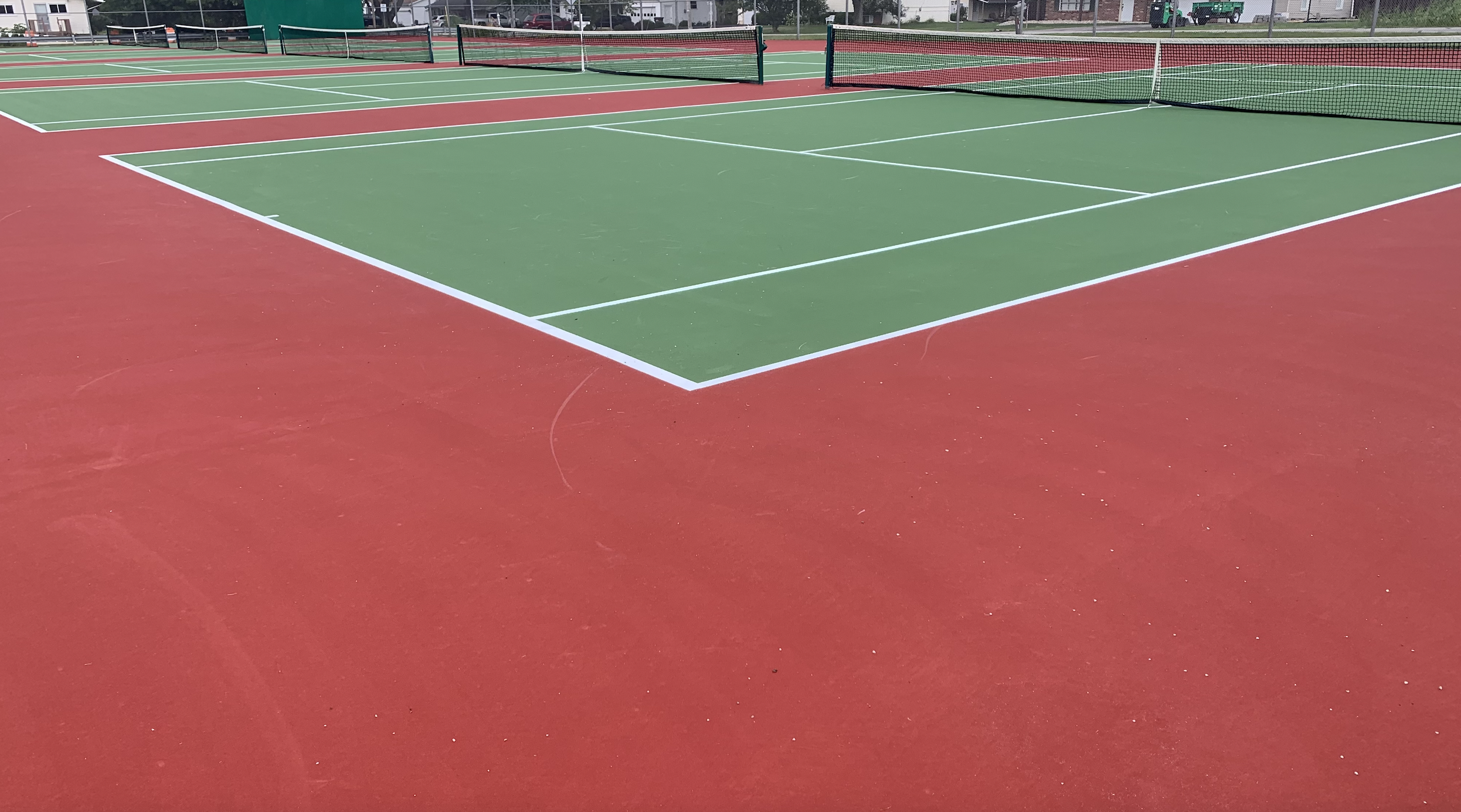 close-up view of new tennis court