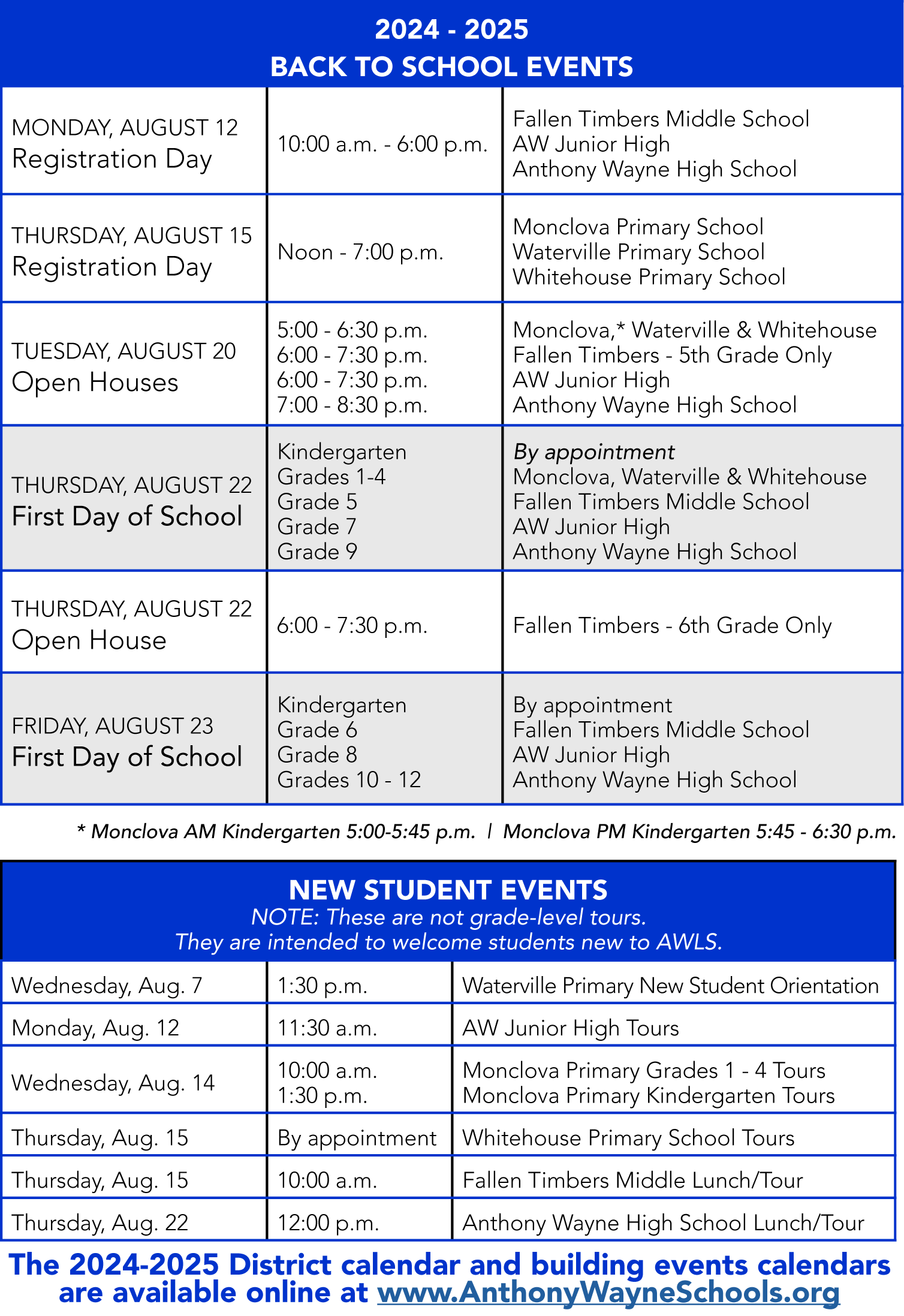 back to school events listing