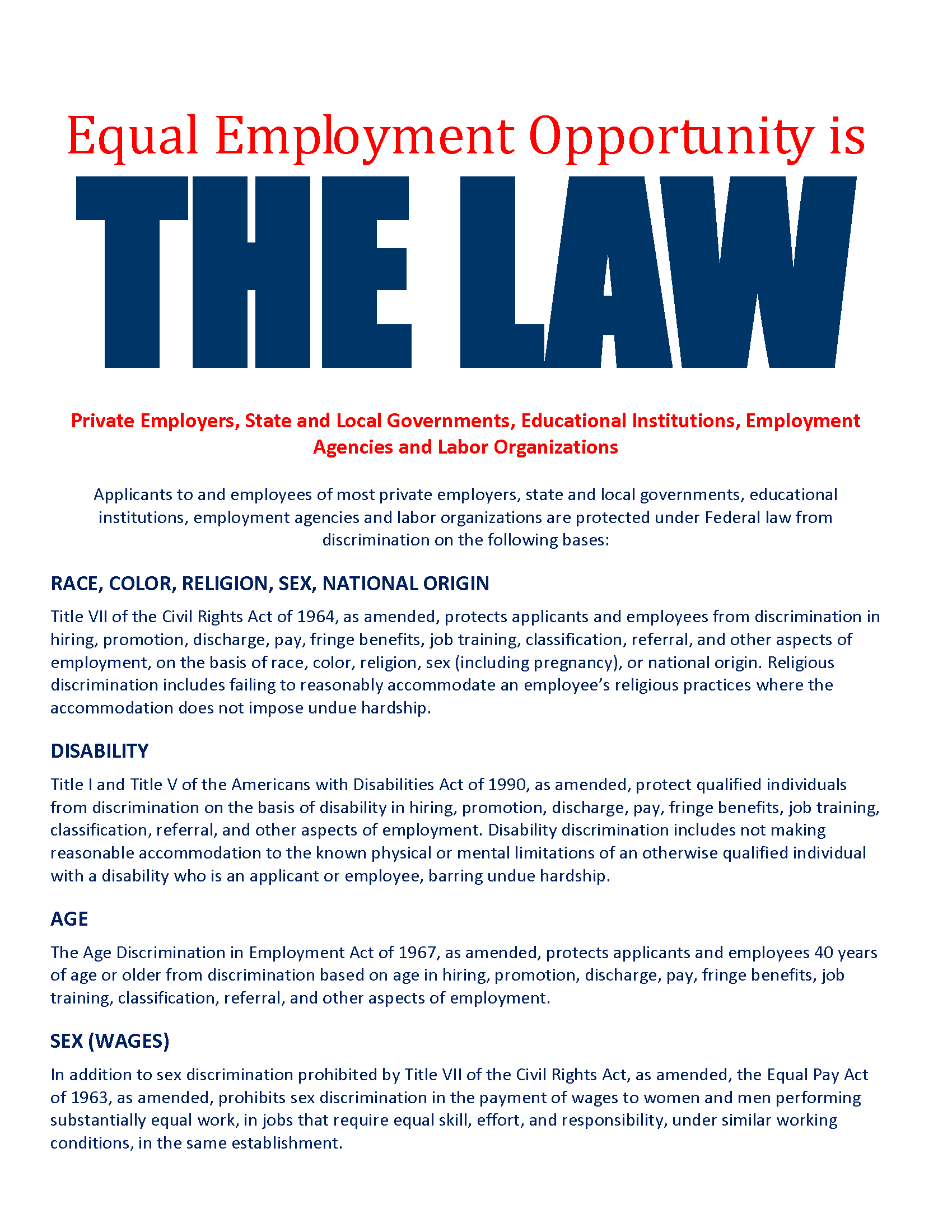 preview of the EEO employment poster, page 1