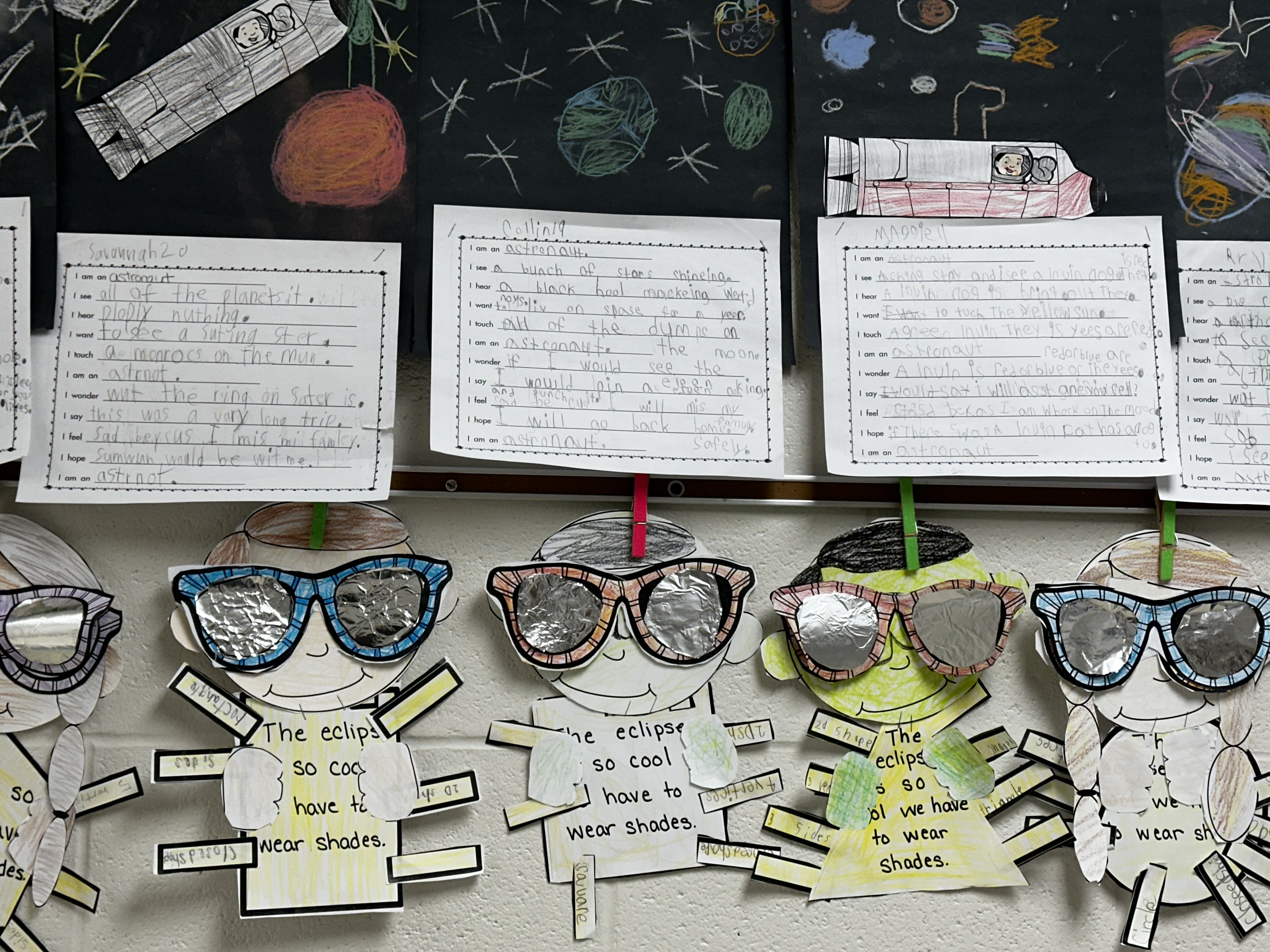 First graders art with sunglasses