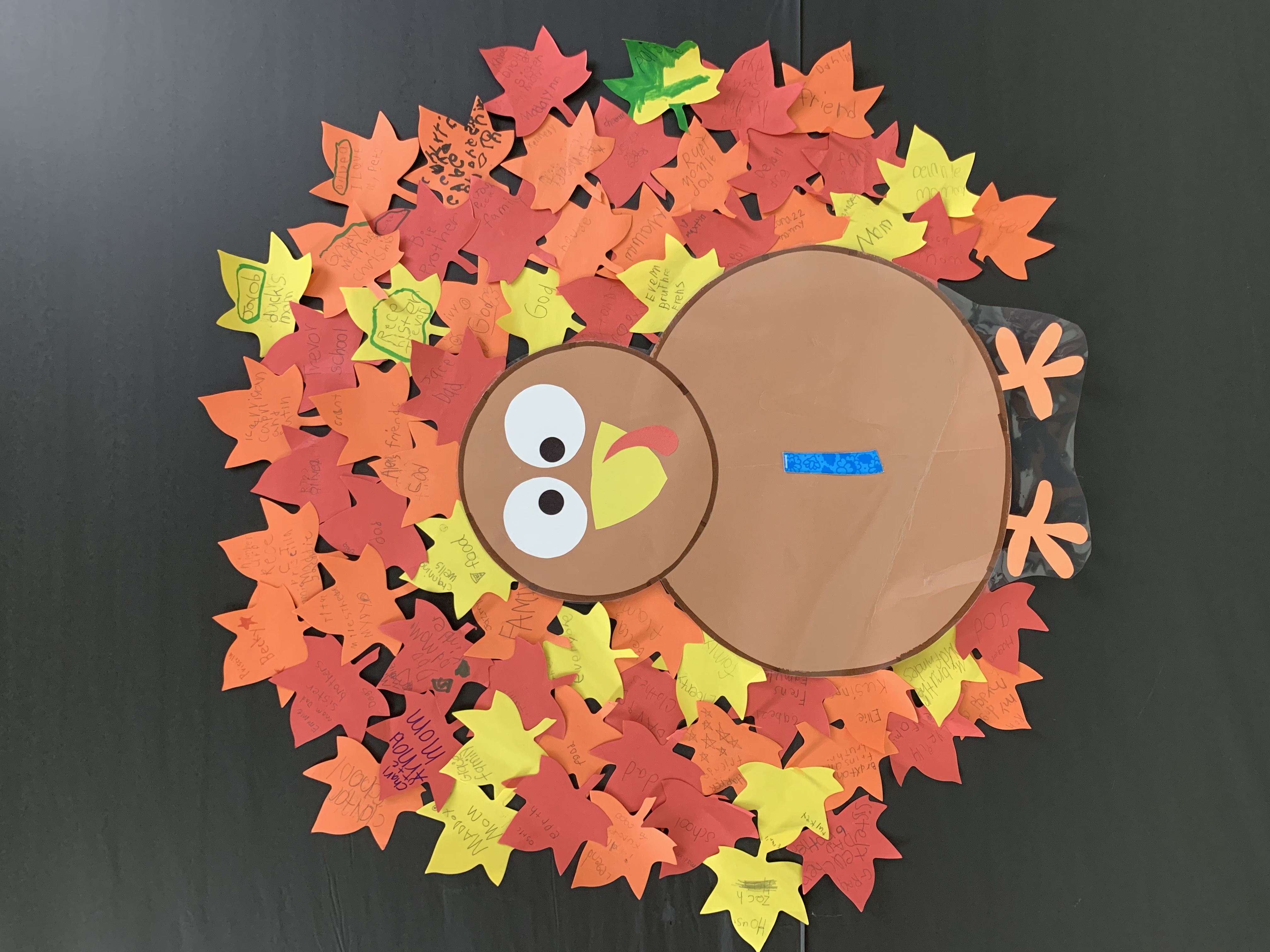 First Grade Turkey representing people they are thankful for.