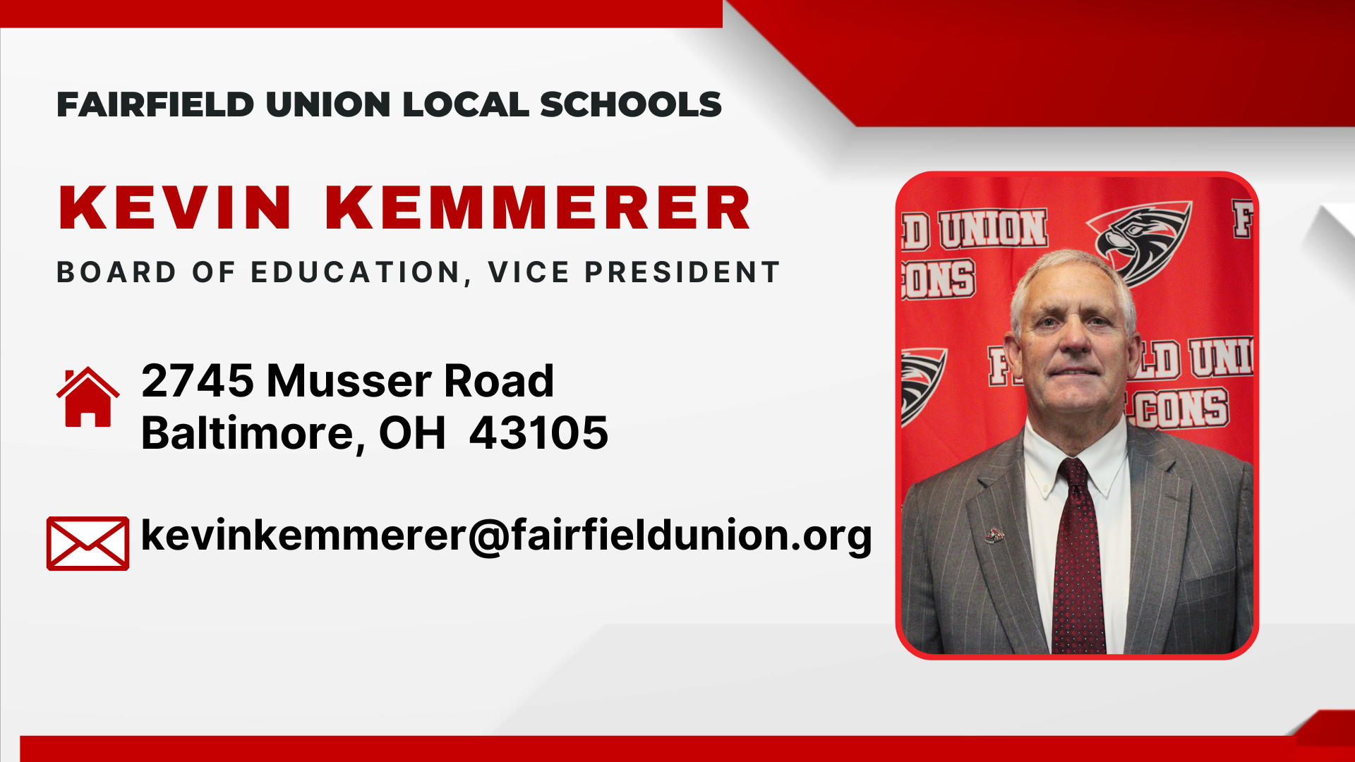 Kevin Kemmerer, Board of Education Vice President