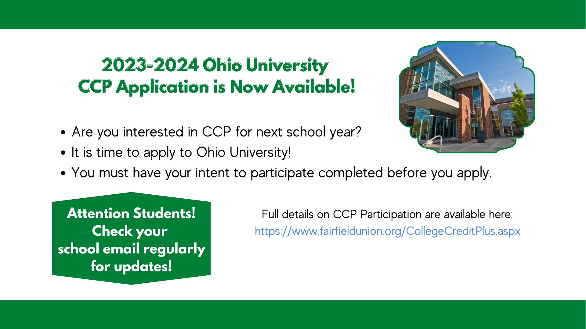 Apply now to Ohio University