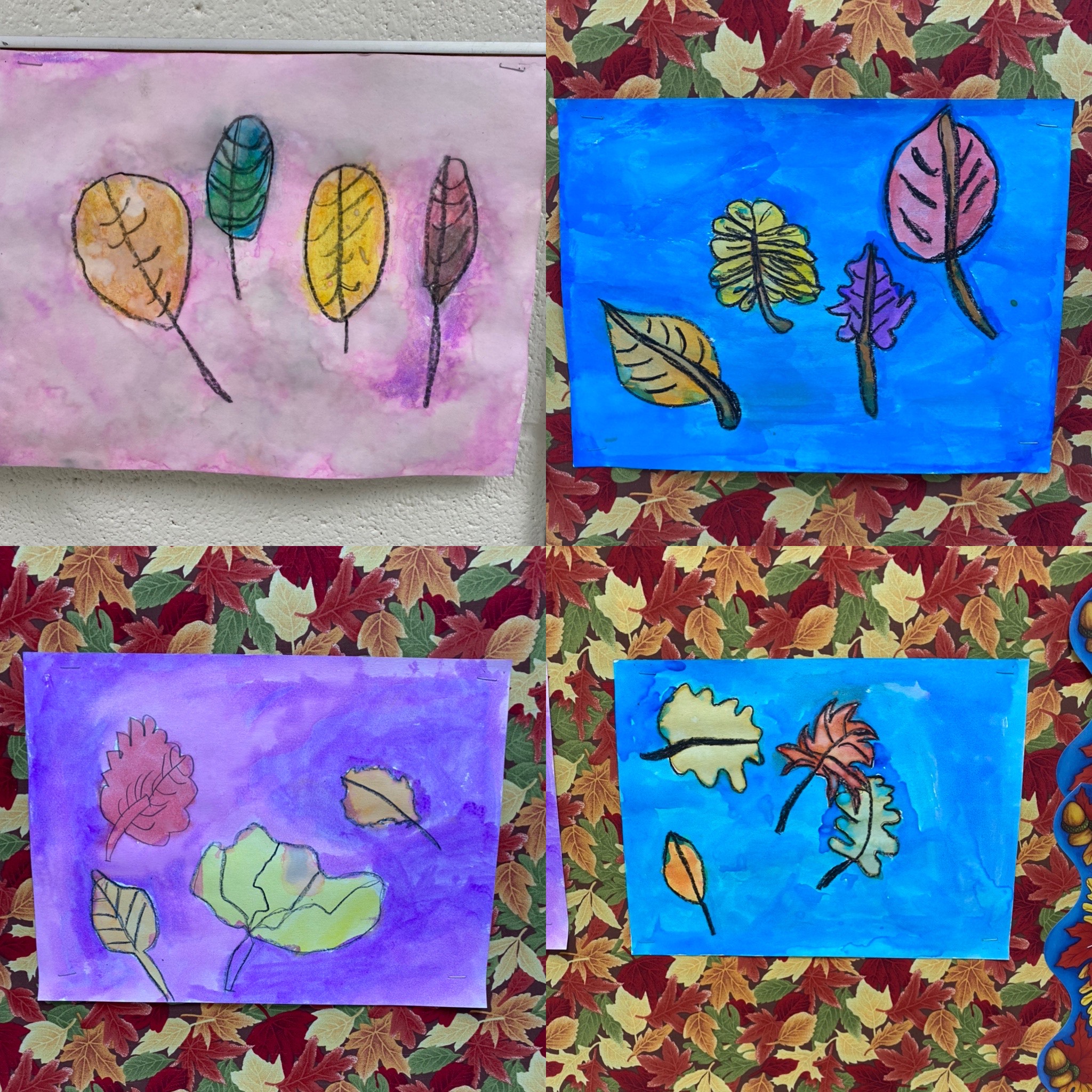 Autumn artwork - leaves using watercolors