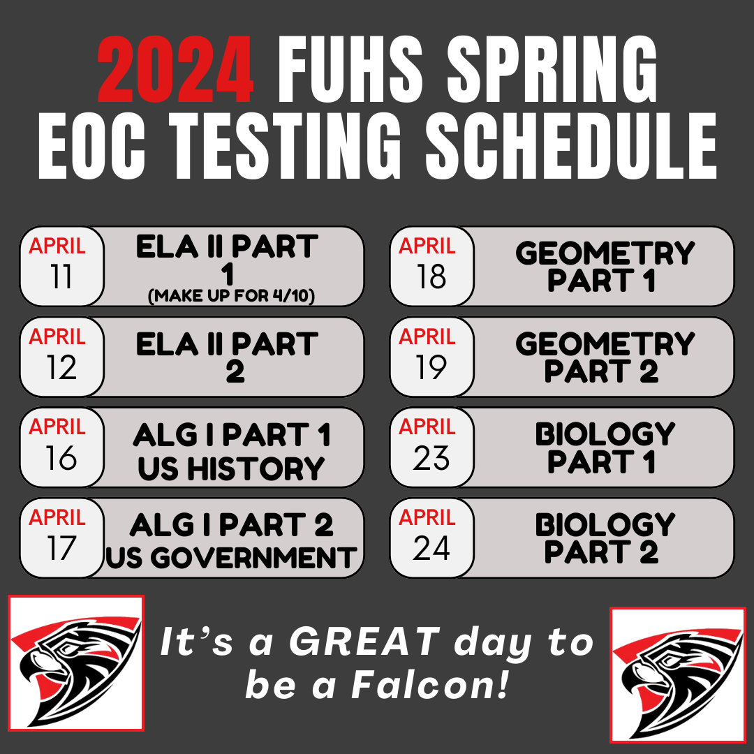 2024 Spring Testing Schedule Updated 4 10 2024