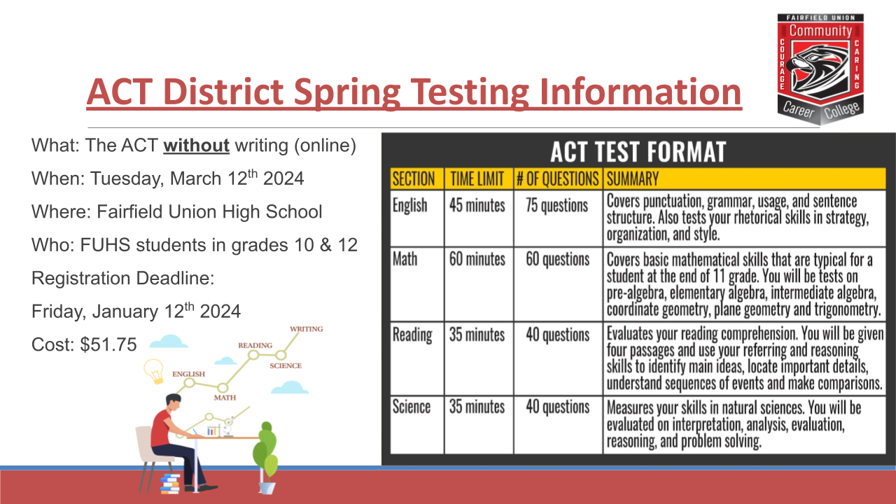 ACT Testing Registration Deadline January 12 for Grades 10 and 12