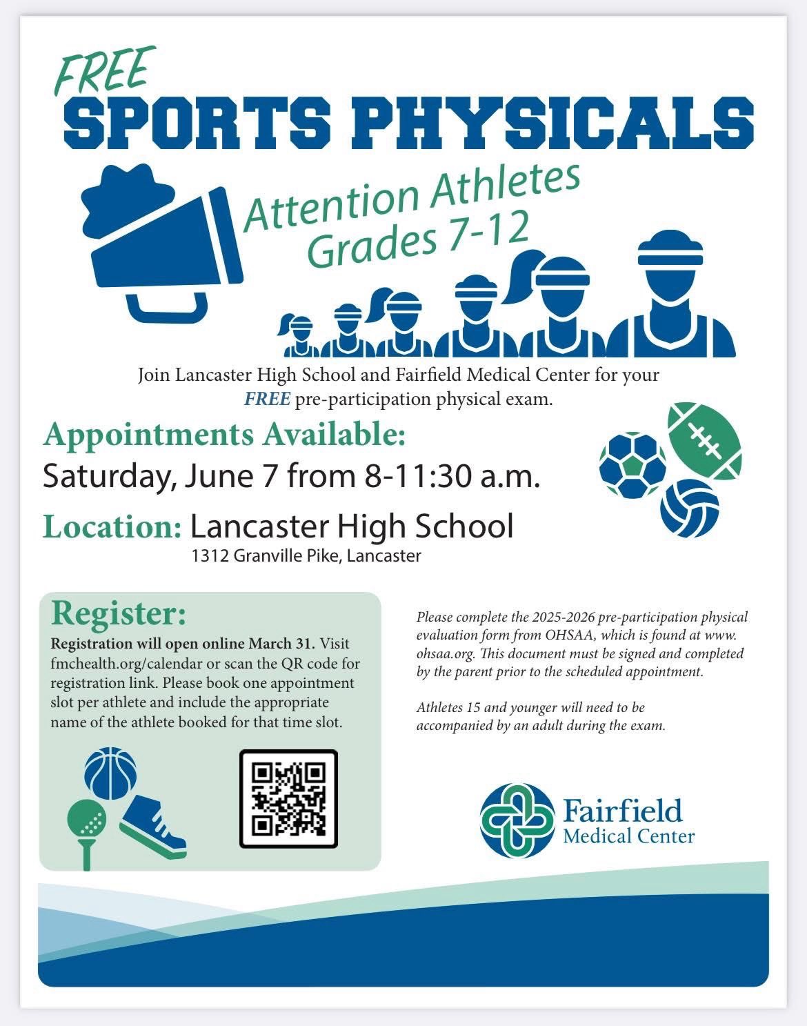 Free Physicals June 7 @ Lancaster HS