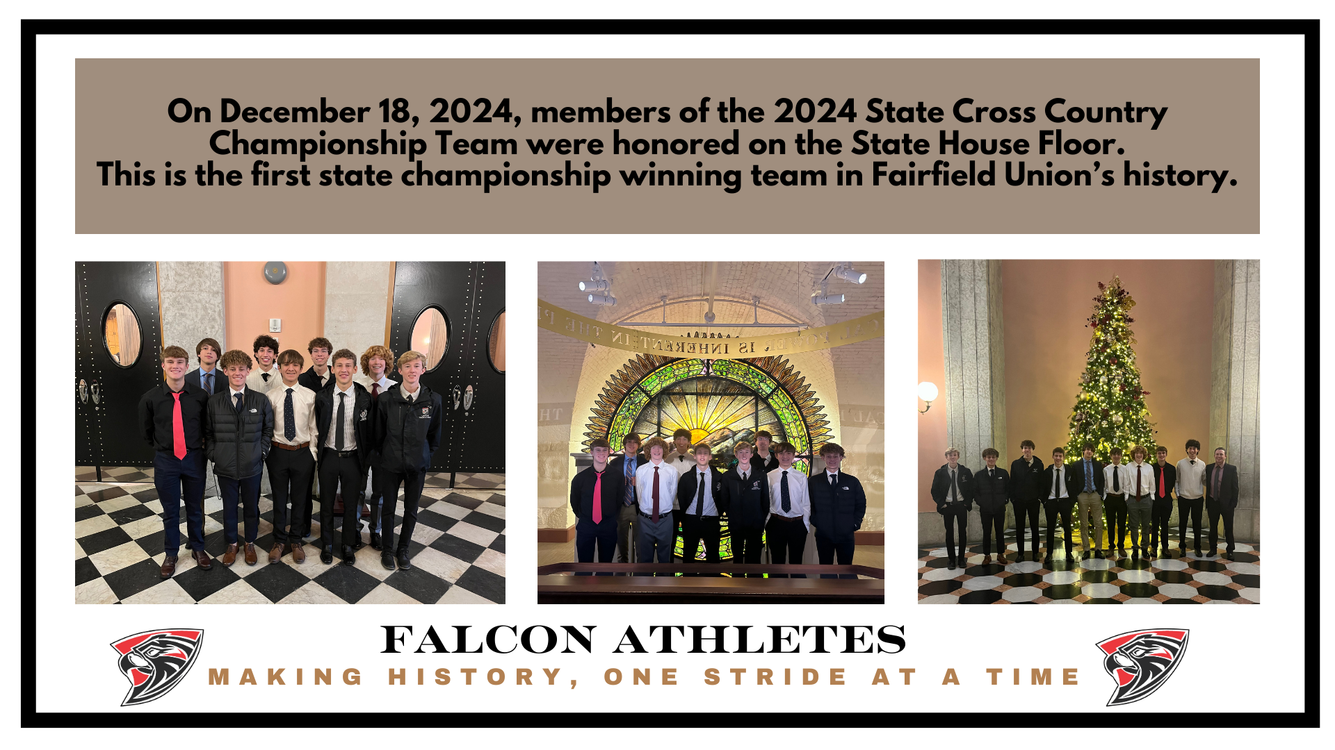 Cross Country team recognized on the state house floor.