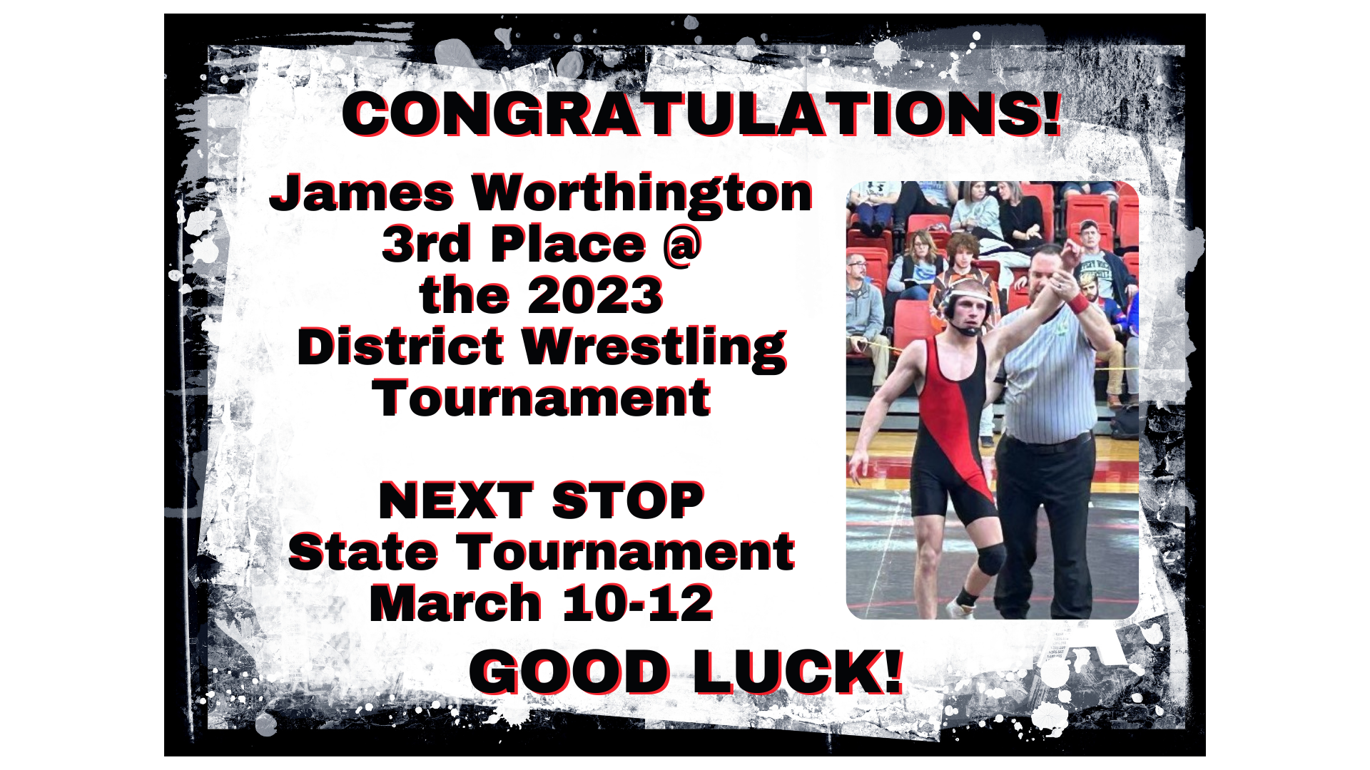 James Worthington places 3rd and is on to state!
