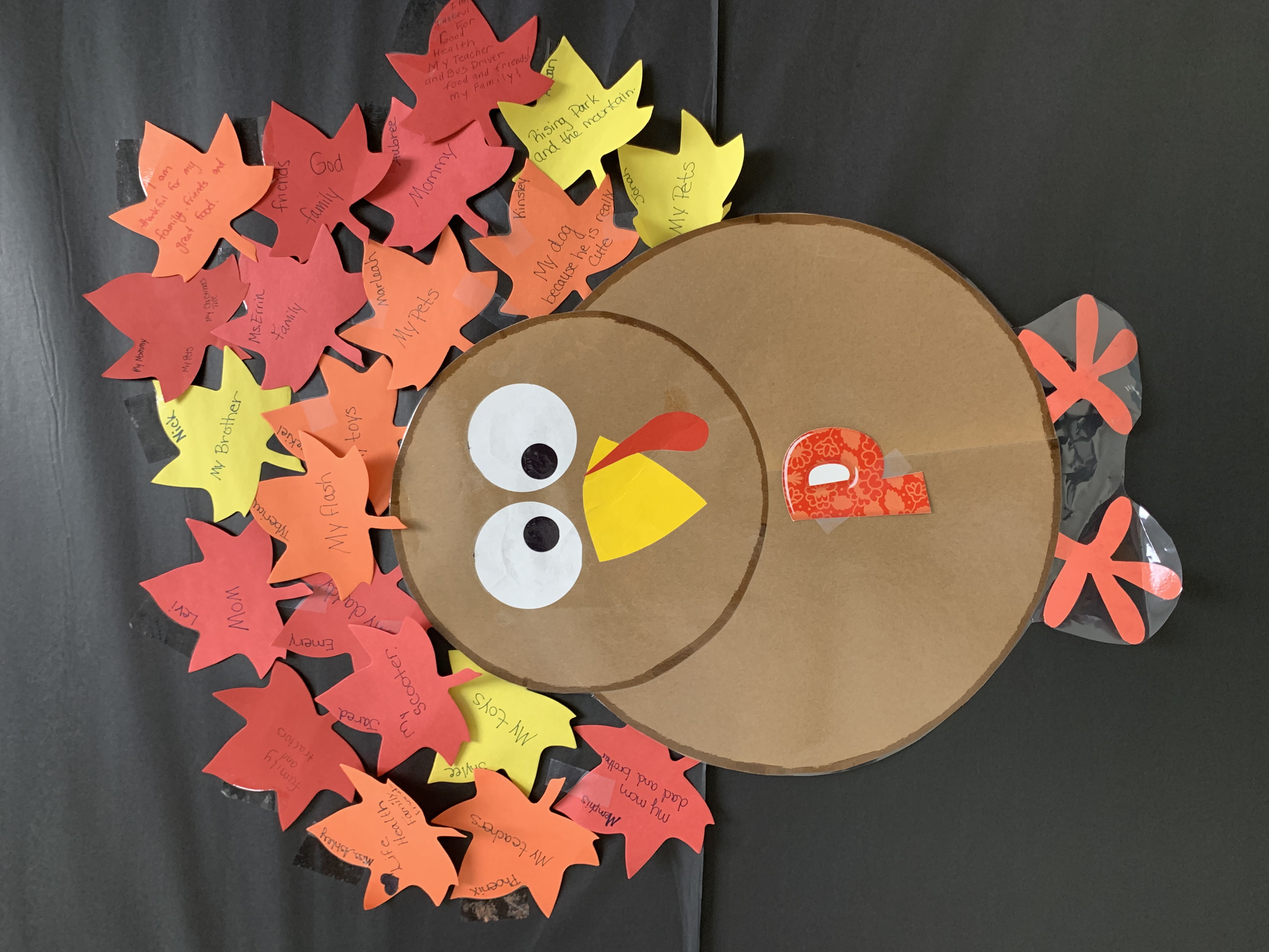 Preschool Turkey representing people they are thankful for.