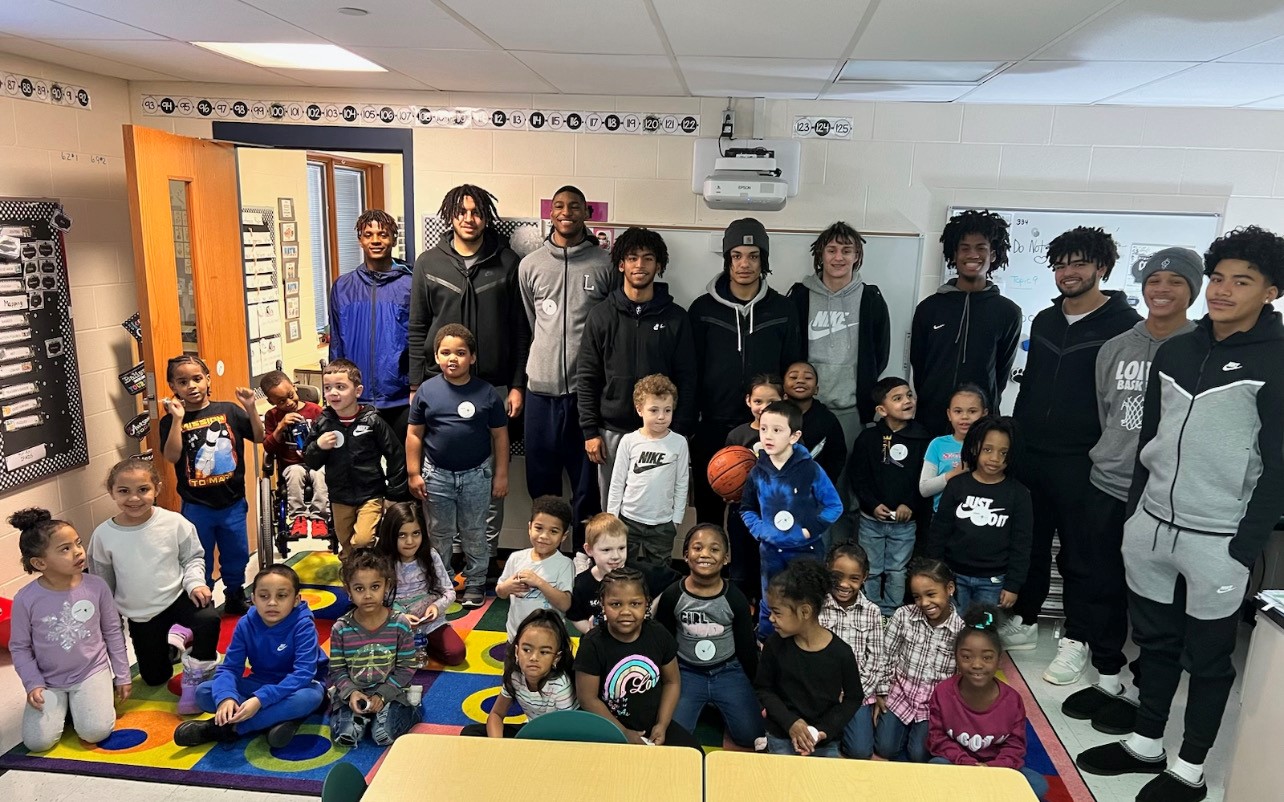  the Lorain High School Boys’ Basketball Team, who visited our kindergarten students earlier this month to celebrate World Read Aloud Day by reading and spending the afternoon with them.